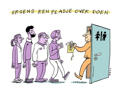 Ergens een plasje overdoen.